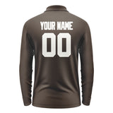Custom Brown White Long Sleeve Polo Shirt