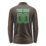 Custom Brown Emerald Green Long Sleeve Polo Shirt