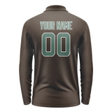 Custom Brown Blue Green Long Sleeve Polo Shirt