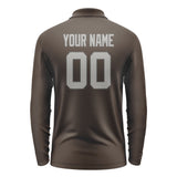 Custom Brown Gray Long Sleeve Polo Shirt