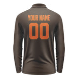 Custom Brown Orange Long Sleeve Polo Shirt