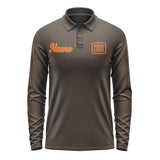 Custom Brown Orange Long Sleeve Polo Shirt