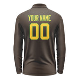Custom Brown Gold Long Sleeve Polo Shirt