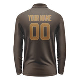 Custom Brown Khaki Long Sleeve Polo Shirt