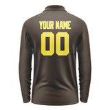 Custom Brown Light Yellow Long Sleeve Polo Shirt