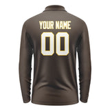 Custom Brown White Long Sleeve Polo Shirt