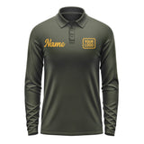 Custom Olive Yellow Long Sleeve Polo Shirt