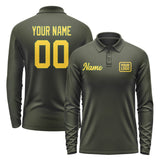 Custom Olive Gold Long Sleeve Polo Shirt