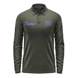 Custom Olive Light Purple Long Sleeve Polo Shirt