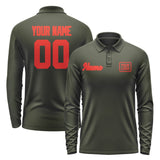 Custom Olive Orange Red Long Sleeve Polo Shirt