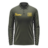 Custom Olive Gold Long Sleeve Polo Shirt