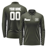 Custom Olive White Long Sleeve Polo Shirt