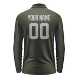 Custom Olive Gray Long Sleeve Polo Shirt