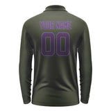 Custom Olive Purple Long Sleeve Polo Shirt
