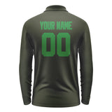 Custom Olive Emerald Green Long Sleeve Polo Shirt