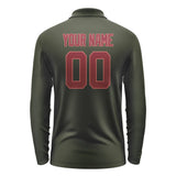 Custom Olive Crimson Red Long Sleeve Polo Shirt