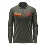 Custom Olive Red Long Sleeve Polo Shirt