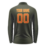 Custom Olive Orange Long Sleeve Polo Shirt