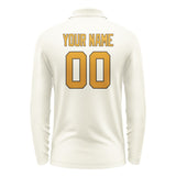 Custom Cream Yellow Long Sleeve Polo Shirt