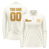 Custom Cream Yellow Long Sleeve Polo Shirt