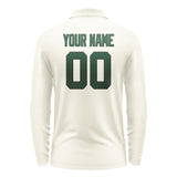 Custom Cream Green Long Sleeve Polo Shirt