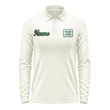 Custom Cream Green Long Sleeve Polo Shirt