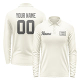 Custom Cream Dark Grey Long Sleeve Polo Shirt