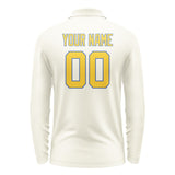Custom Cream Gold Long Sleeve Polo Shirt
