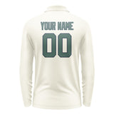 Custom Cream Blue Green Long Sleeve Polo Shirt