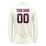 Custom Cream Purple Long Sleeve Polo Shirt