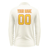 Custom Cream Gold Long Sleeve Polo Shirt