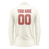 Custom Cream Copper Rose Long Sleeve Polo Shirt