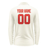 Custom Cream Orange Red Long Sleeve Polo Shirt