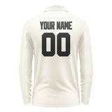 Custom Cream Black Long Sleeve Polo Shirt