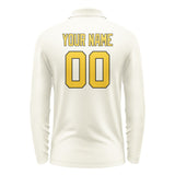 Custom Cream Gold Long Sleeve Polo Shirt