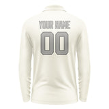 Custom Cream Gray Long Sleeve Polo Shirt