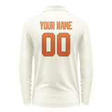 Custom Cream Orange Long Sleeve Polo Shirt