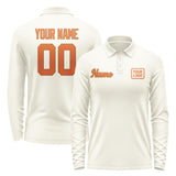 Custom Cream Orange Long Sleeve Polo Shirt