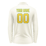 Custom Cream Gold Long Sleeve Polo Shirt