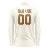 Custom Cream Khaki Long Sleeve Polo Shirt