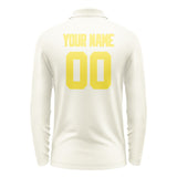 Custom Cream Light Yellow Long Sleeve Polo Shirt