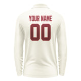 Custom Cream Crimson Red Long Sleeve Polo Shirt