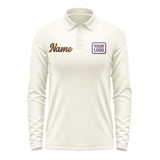 Custom Cream Purple Long Sleeve Polo Shirt