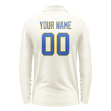 Custom Cream Sky Blue Long Sleeve Polo Shirt
