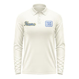 Custom Cream Sky Blue Long Sleeve Polo Shirt