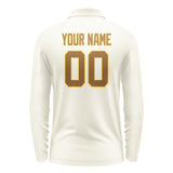Custom Cream Khaki Long Sleeve Polo Shirt