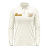 Custom Cream Khaki Long Sleeve Polo Shirt