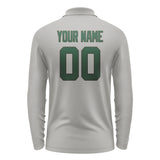 Custom Gray Green Long Sleeve Polo Shirt