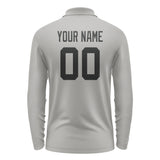 Custom Gray Black Long Sleeve Polo Shirt
