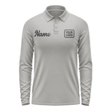 Custom Gray Black Long Sleeve Polo Shirt